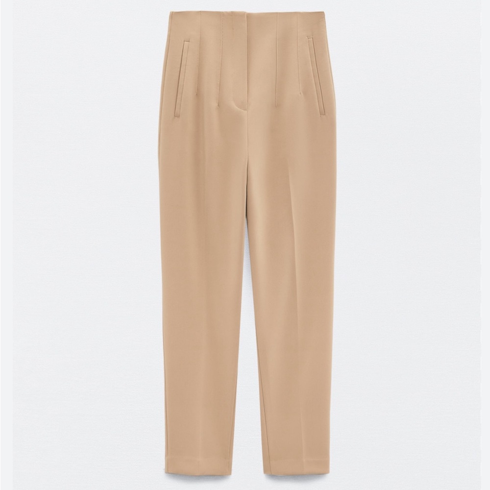 Zara | Pleated Camel High Waist  Trousers with/Pockets. Size M. NWOT.